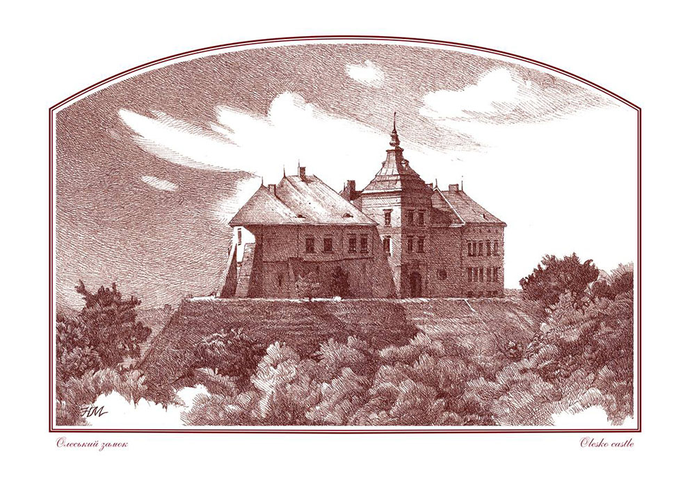 «Олеський замок» із серії «Замки України». 2011. Папір, туш, перо